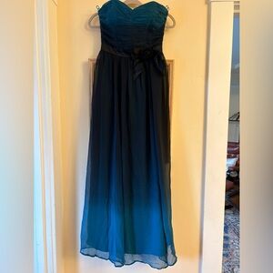 Betsey Johnson Silk Chiffon Long Ombré Strapless Evening Dress, sz 4
